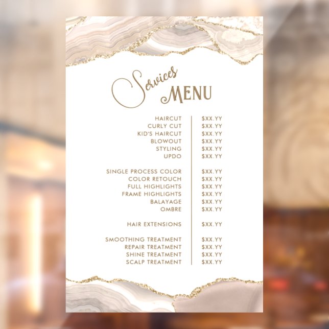 Autocollant Pour Fenêtre Menu des services d'agate d'or ivoire (Feuille 2)