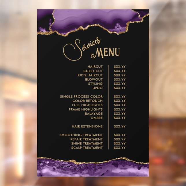 Autocollant Pour Fenêtre Menu des services d'agate Gold Purple (Feuille 2)