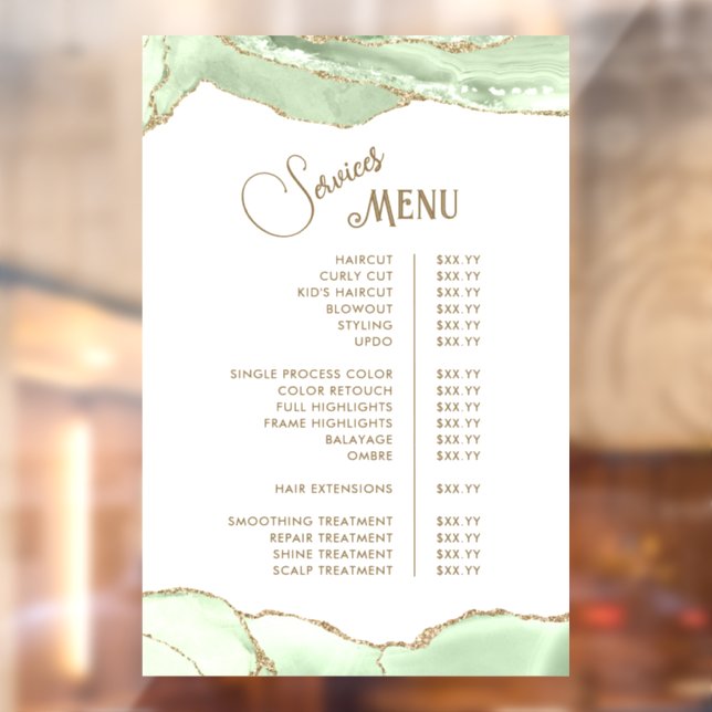 Autocollant Pour Fenêtre Menu des services d'Agate Rose tendre (Feuille 2)