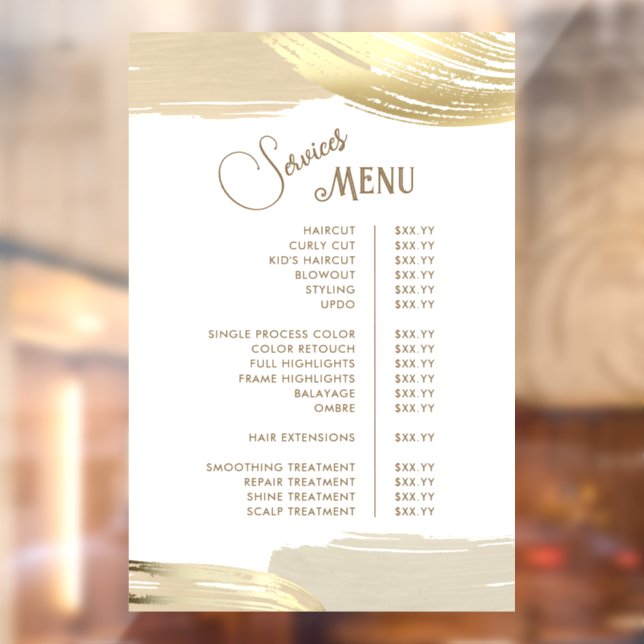 Autocollant Pour Fenêtre Menu des services de pinceaux de peinture or (Feuille 2)