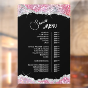 Autocollant Pour Fenêtre Menu Faux Pink Parties scintillant Sequing Service