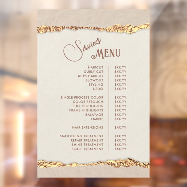 Autocollant Pour Fenêtre Menu Gold Ried Paper Services (Feuille 2)