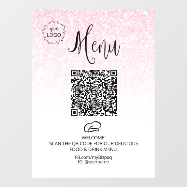 Autocollant Pour Fenêtre *~* Menu nourriture QR LOGO Restaurant Café Partie (Feuille)
