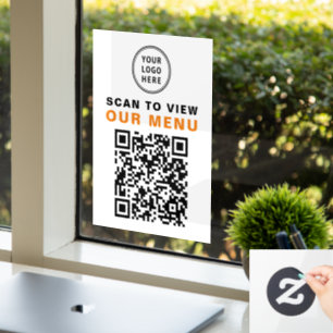Autocollant Pour Fenêtre Menu QR Code Restaurant Café Logo
