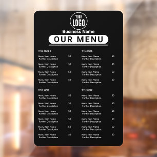 Autocollant Pour Fenêtre Menu Restaurant   Black Logo Cafe Menu
