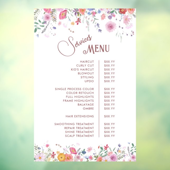 Autocollant Pour Fenêtre Menu Services Fleur sauvage frais (Feuille 3)