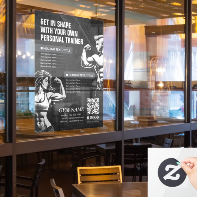 Autocollant Pour Fenêtre Menus de l'instructeur de conditionnement physique (Fenêtre du restaurant)