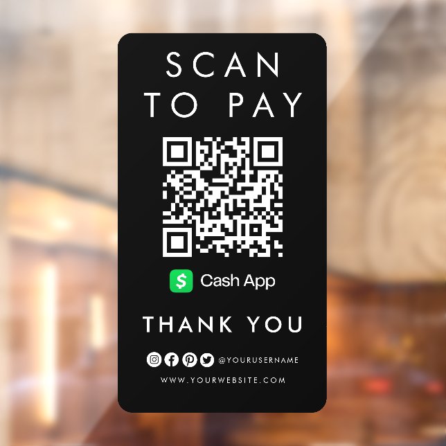 Autocollant Pour Fenêtre Merci CashApp numérisation pour payer QR Code mode (Feuille 2)