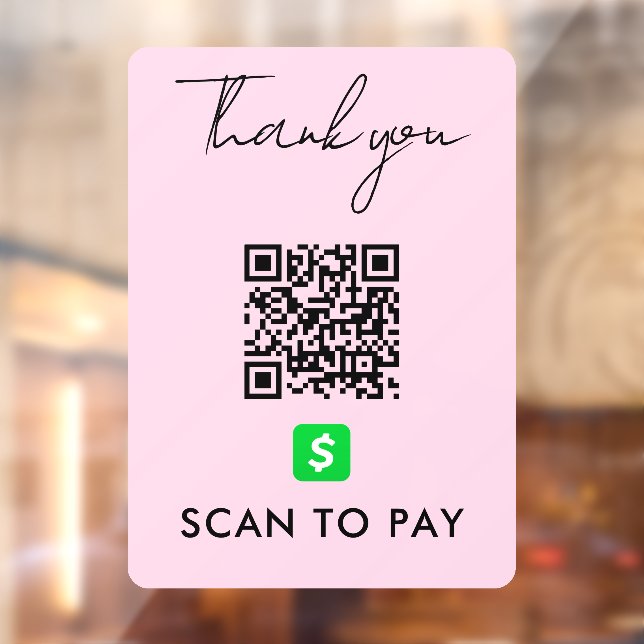 Autocollant Pour Fenêtre Merci CashApp QR Code numérisation pour payer rose (Feuille 2)