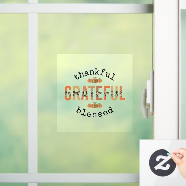 Autocollant Pour Fenêtre Merci Grateful Blessé mignon automne Thanksgiving (Maison)