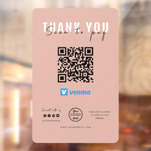 Autocollant Pour Fenêtre Merci numérisation pour payer Logo QR Code Venmo r