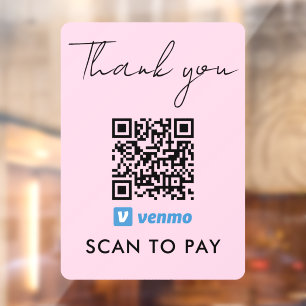 Autocollant Pour Fenêtre Merci Venmo Paiement QR Code numérisation pour pay