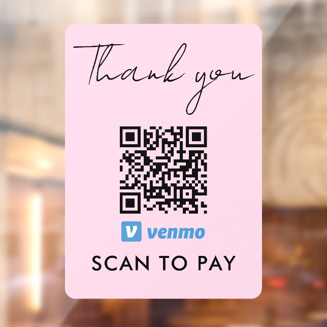 Autocollant Pour Fenêtre Merci Venmo Paiement QR Code numérisation pour pay (Feuille 2)