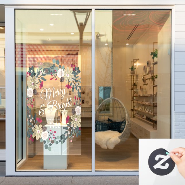 Autocollant Pour Fenêtre Merveille en couronne botanique et magasin lumineu (Vitrine du magasin)