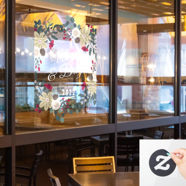 Autocollant Pour Fenêtre Merveille en couronne botanique et restaurant lumi (Fenêtre du restaurant)