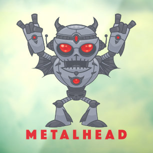 Autocollant Pour Fenêtre Metalhead - Lourd Diable Robot Métal - Avec Texte