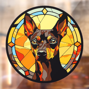 Autocollant Pour Fenêtre Miniature Pinscher Chien race Faux Verre Rendu