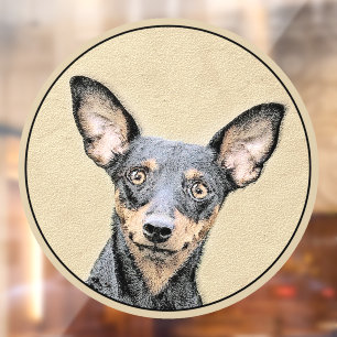 Autocollant Pour Fenêtre Miniature Pinscher Peinture mignonne Chien Art ori