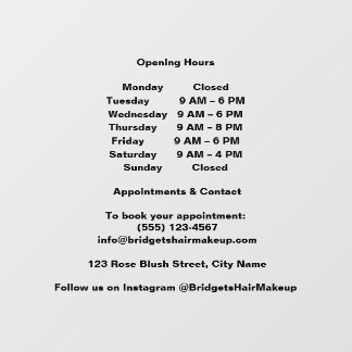Autocollant Pour Fenêtre Minimal Black Transparent salon Opening Hours