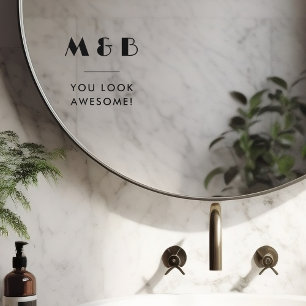 Autocollant Pour Fenêtre Miroir de salle de bain de mariage à monogramme no