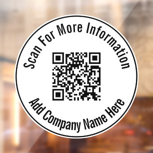 Autocollant Pour Fenêtre Modèle de code QR avec nom d'entreprise à ajouter