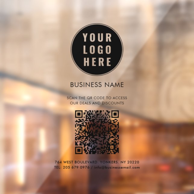 Autocollant Pour Fenêtre Modern Business Logo and QR Code Custom (Feuille 2)