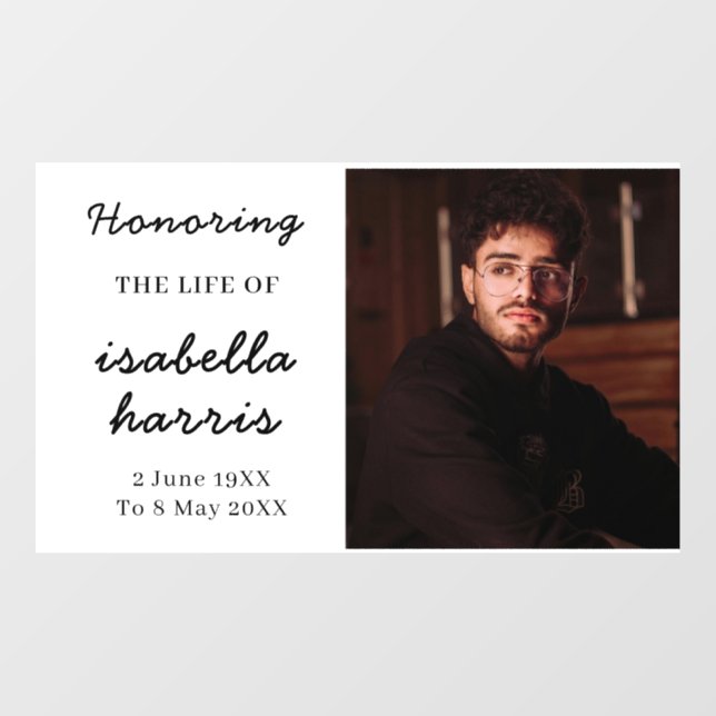 Autocollant Pour Fenêtre Modern Memorial Celebration of Life Design (Feuille)
