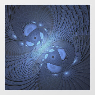 Autocollant Pour Fenêtre Moderne Abstrait tendance Dusk Blue Fractal Art