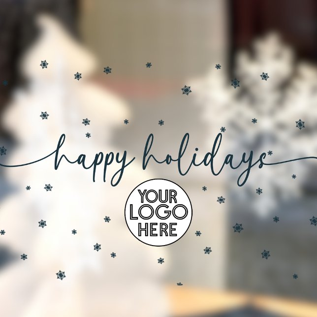 Autocollant Pour Fenêtre Moderne Happy Holidays Business Logo Snowflake (Créateur téléchargé)