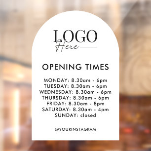 Autocollant Pour Fenêtre Moderne minimaliste Horaires d'ouverture noir