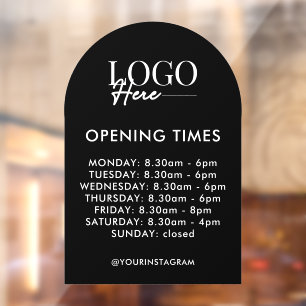 Autocollant Pour Fenêtre Moderne minimaliste Horaires d'ouverture noir