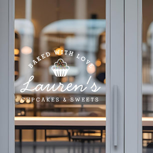Autocollant Pour Fenêtre Moderne Retro Cupcakes Sweets Café Boulangerie Log