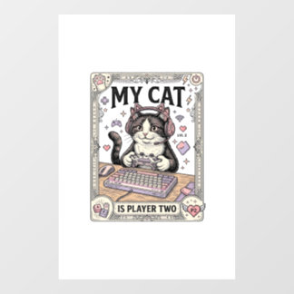 Autocollant Pour Fenêtre Mon chat est joueur deux Chat Gamer Tech Vintage V