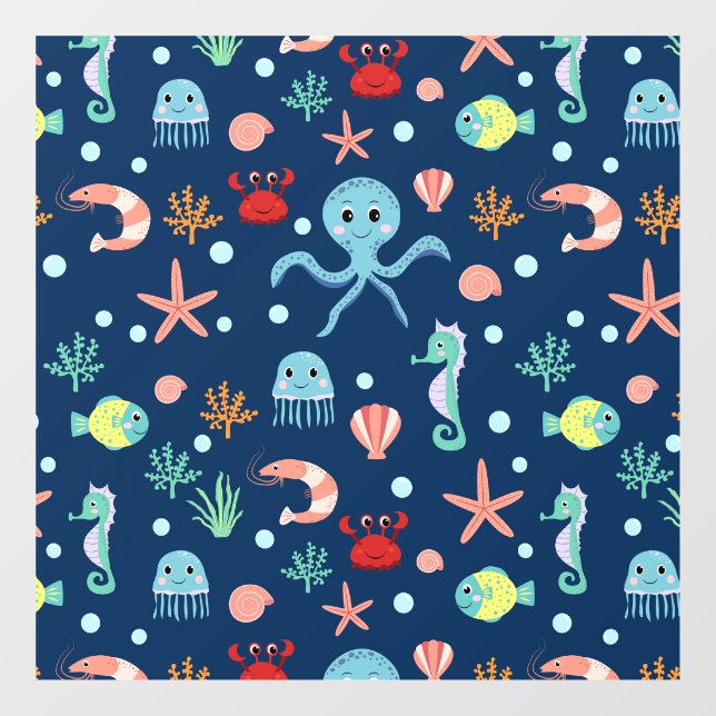 Autocollant Pour Fenêtre Monde marin (Feuille)