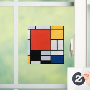 Autocollant Pour Fenêtre Mondrial Composition Rouge Jaune Bleu Noir