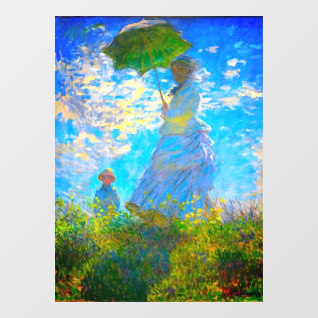 Autocollant Pour Fenêtre Monet Woman avec un parasol (Feuille)