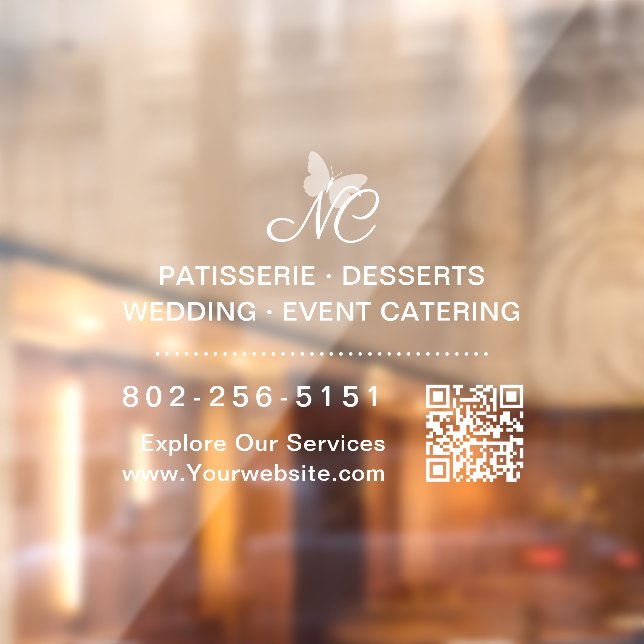 Autocollant Pour Fenêtre Monogramme élégant d'entreprise Code QR Numéro de  (Feuille 2)