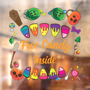 Autocollant Pour Fenêtre Monstre d'Halloween Bonbons Gratuits