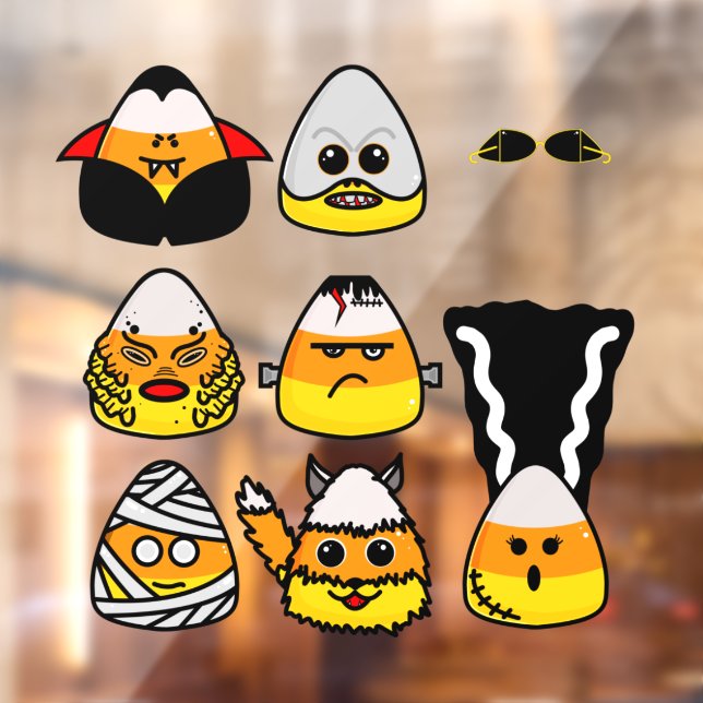 Autocollant Pour Fenêtre Monstres Hollywoodiens classique Corne à bonbons (Feuille 2)