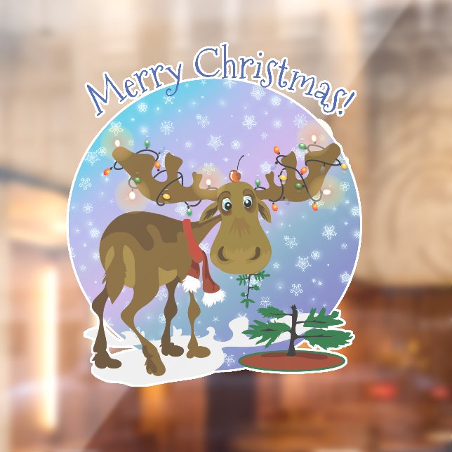 Autocollant Pour Fenêtre Moose de Noël (Feuille 2)