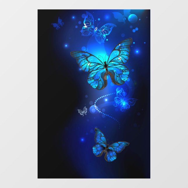 Autocollant Pour Fenêtre Morpho Butterfly in the Dark Background (Feuille)