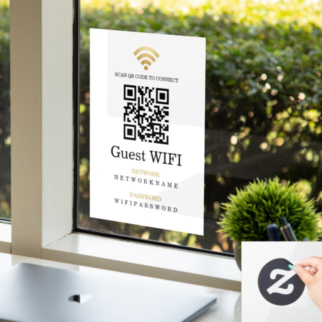 Autocollant Pour Fenêtre Mot de passe Wifi et code QR réseau personnalisé (Bureau)