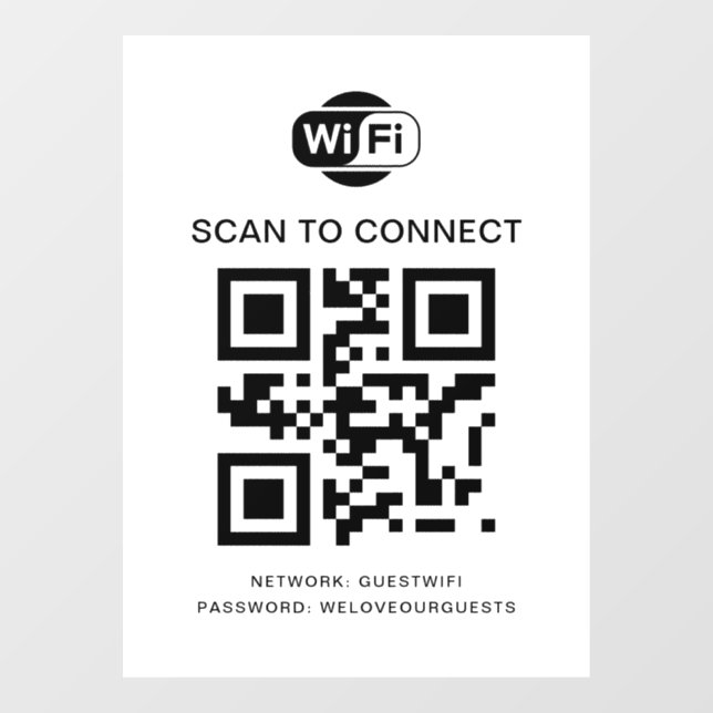 Autocollant Pour Fenêtre Mot de passe Wifi | Scannez le code QR pour vous c (Feuille)