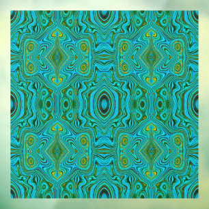 Autocollant Pour Fenêtre Motif Abstrait Trippy Retro Turquoise Chartreuse