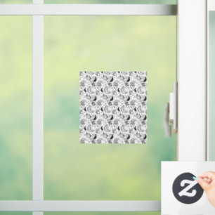 Autocollant Pour Fenêtre Motif cachemire noir et blanc – Art textile élégan