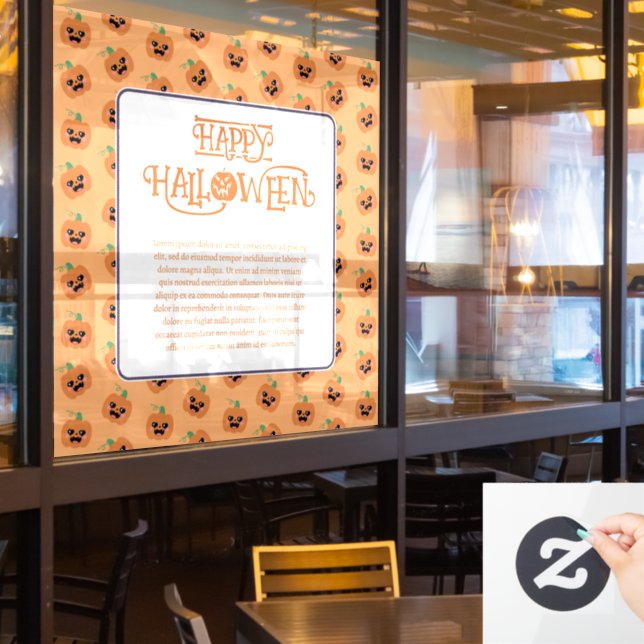 Autocollant Pour Fenêtre Motif Citrouille Halloween Kawaii (Fenêtre du restaurant)