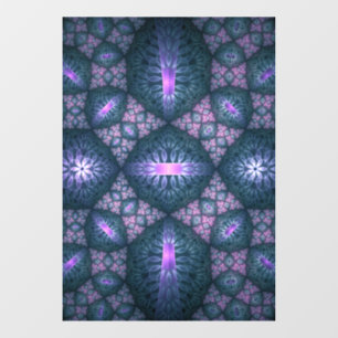 Autocollant Pour Fenêtre Motif d'art fractal 3D turquoise violet rose