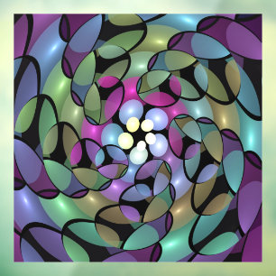 Autocollant Pour Fenêtre Mouvements colorés Abstrait Trippy Fractal Art