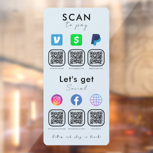 Autocollant Pour Fenêtre Multi QR Code Social Media Scan Pour Payer Soft Na