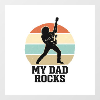 Autocollant Pour Fenêtre My Dad Rocks Vintage Guitar Sunset Shirt Design_1